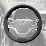 Griffowl Steering Wheel Cover for Customized Sedan Hyundai Accent Elantra VI 2016-2018. Elevate your interior with Griffowl's wrap and stitch kit.
