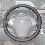 Griffowl Steering Wheel Cover for Customized Sedan Hyundai Elantra 2007-2010. Griffowl's interior mod with hand-sewn DIY steering wheel kit.
