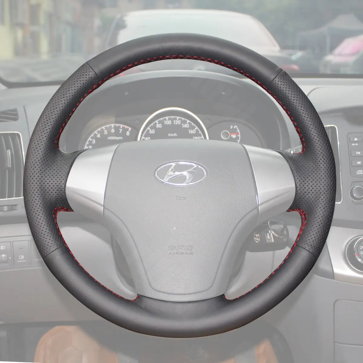 Griffowl Steering Wheel Cover for Customized Sedan Hyundai Elantra 2007-2010. Griffowl's interior mod with hand-sewn DIY steering wheel kit.
