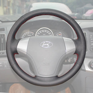 Griffowl Steering Wheel Cover for Customized Sedan Hyundai Elantra 2007-2010. Griffowl's interior mod with hand-sewn DIY steering wheel kit.

