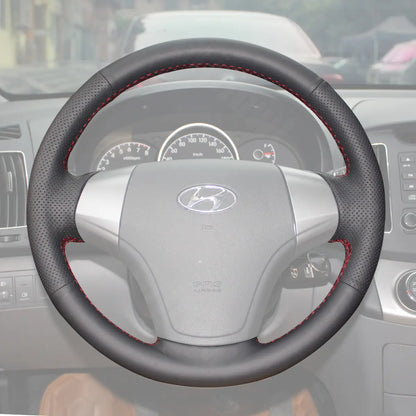 Griffowl Steering Wheel Cover for Customized Sedan Hyundai Elantra 2007-2010. Griffowl's interior mod with hand-sewn DIY steering wheel kit.
