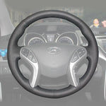 Griffowl Steering Wheel Cover for Customized Sedan Hyundai Elantra 2011-2016. Griffowl's interior mod with hand-sewn DIY steering wheel kit.
