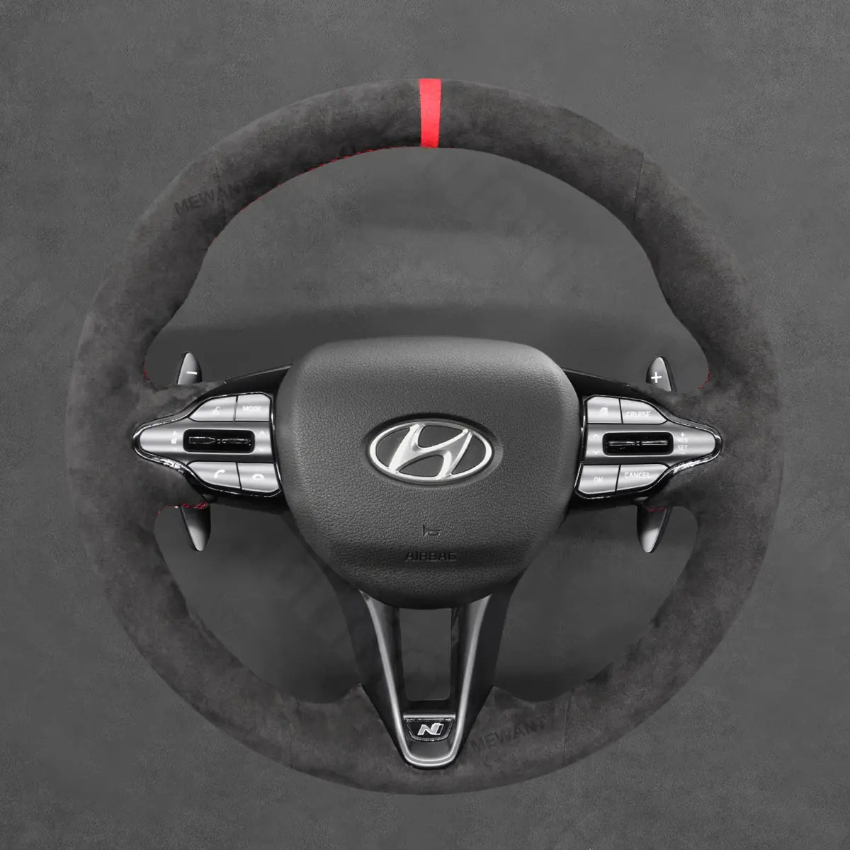 Griffowl Steering Wheel Cover for Customized Sedan Hyundai Elantra N Line 2021-2024. Hand-sewn kit for drivers seeking precision and comfort.

