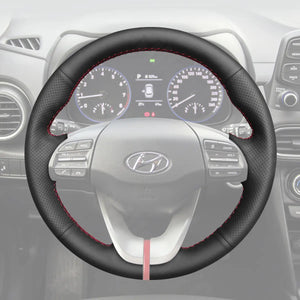 Griffowl Steering Wheel Cover for Customized Sedan Hyundai Elantra VI 2018-2020. For refined interior upgrades using our wrap and stitch kit.
