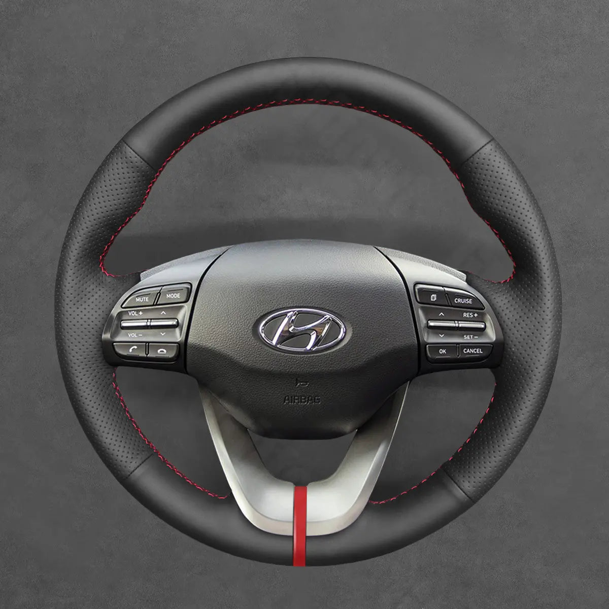 Griffowl Steering Wheel Cover for Customized Sedan Hyundai Elantra VI 2018-2020. For refined interior upgrades using our wrap and stitch kit.
