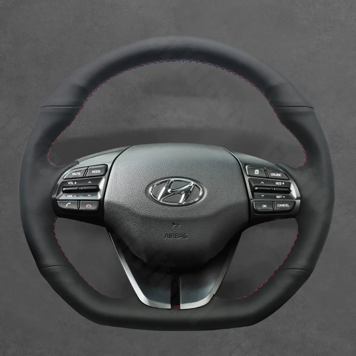 Griffowl Steering Wheel Cover for Customized Sedan Hyundai Elantra VI Sport SR Turbo 2015-2020. Elevate your interior with Griffowl's wrap and stitch kit.
