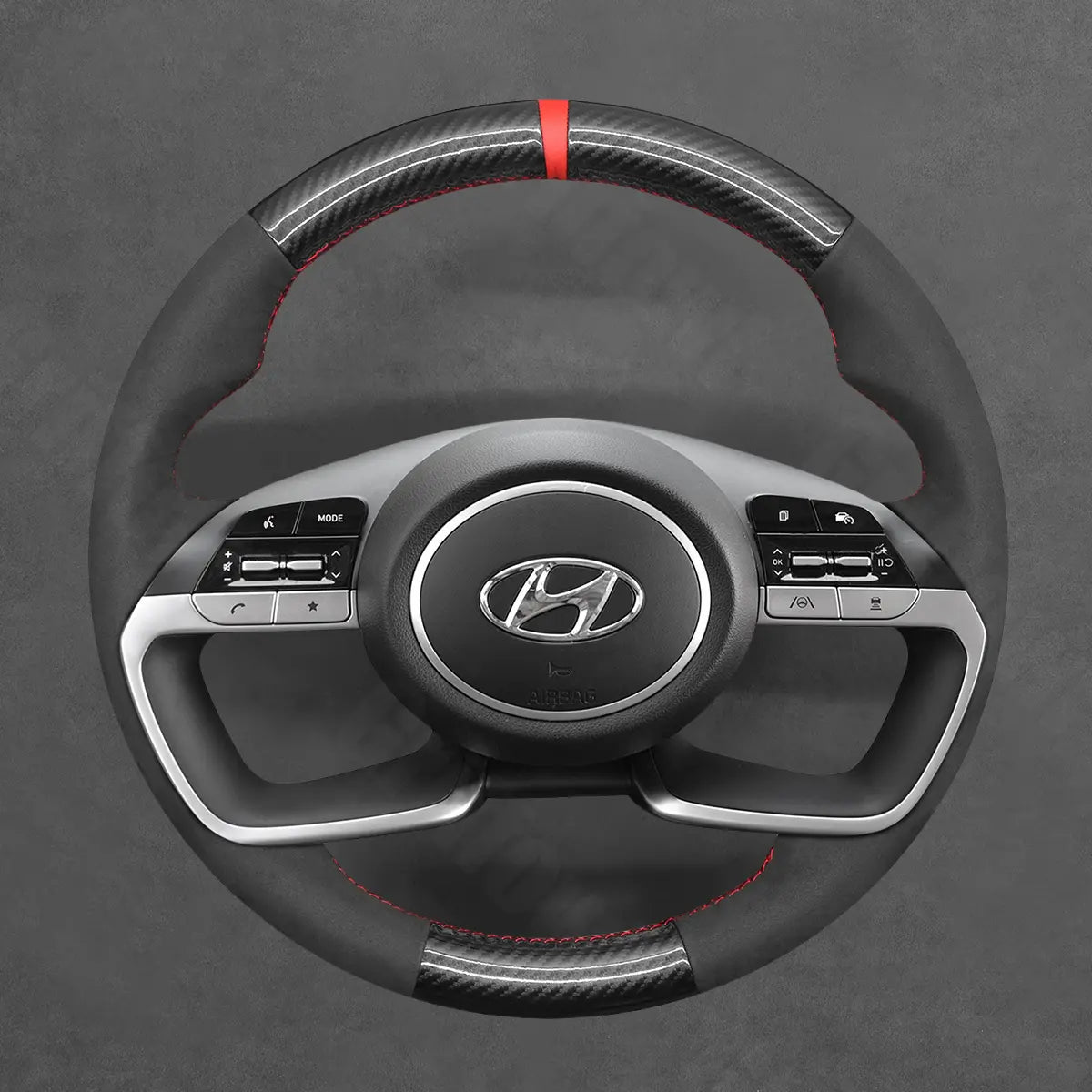 Griffowl Steering Wheel Cover for Customized Sedan Hyundai Elantra i30 2020-2024. For refined interior upgrades using our wrap and stitch kit.

