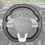 Griffowl Steering Wheel Cover for Customized Sedan Hyundai Sonata 2015-2019. Perfect grip with our steering wheel wrap and custom interior touch.
