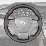 Griffowl Steering Wheel Cover for Customized Sedan Hyundai Sonata 4 Spoke 2015-2019. Hand-sewn kit for drivers seeking precision and comfort.
