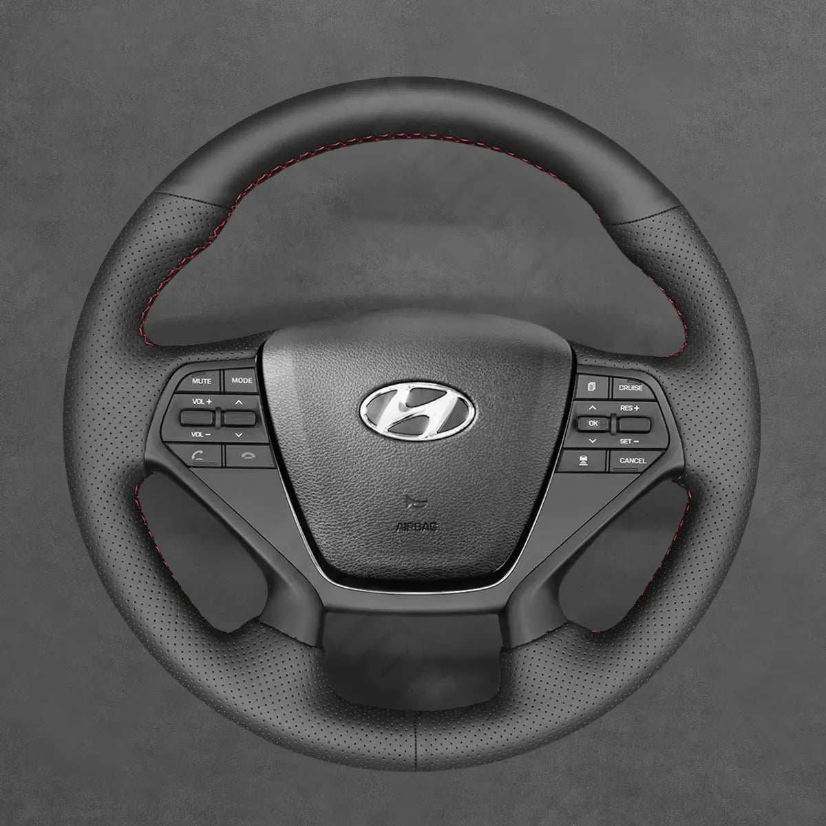 Griffowl Steering Wheel Cover for Customized Sedan Hyundai Sonata 4 Spoke 2015-2019. Hand-sewn kit for drivers seeking precision and comfort.
