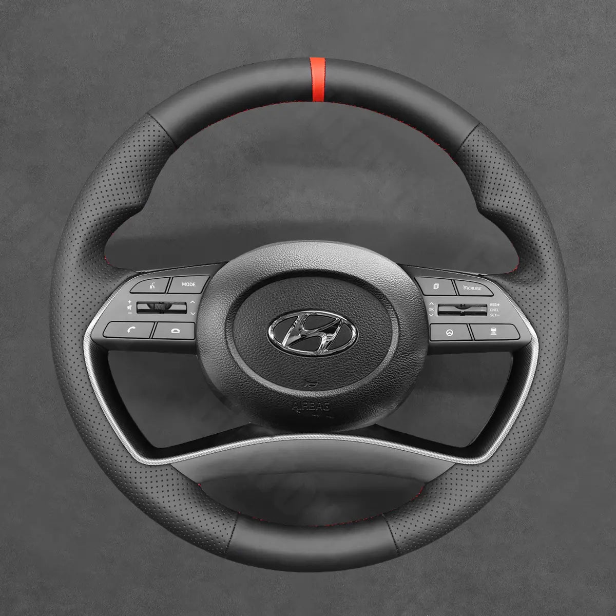 Griffowl Steering Wheel Cover for Customized Sedan Hyundai Sonata N Line 2020-2023. Hand-sewn kit for drivers seeking precision and comfort.
