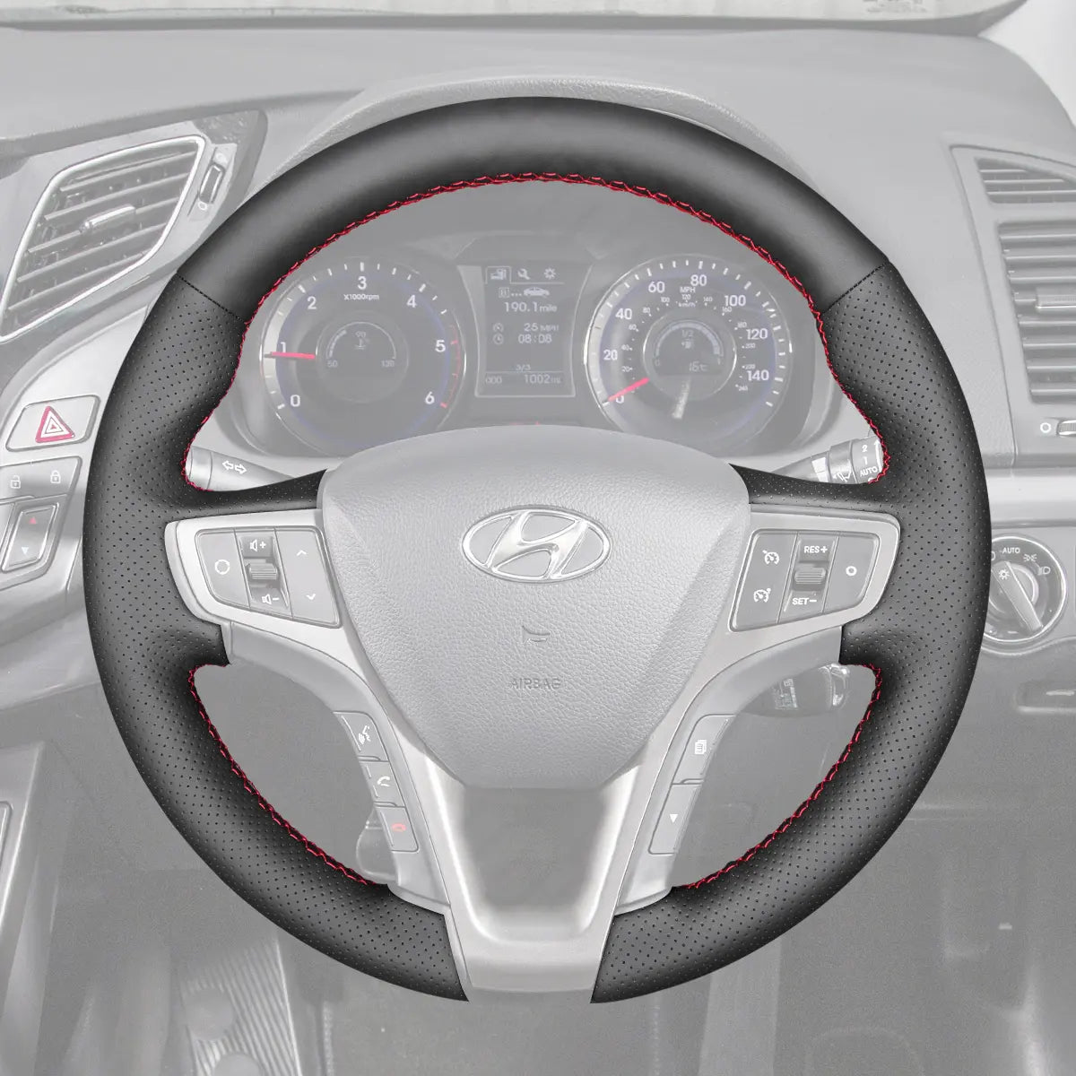 Griffowl Steering Wheel Cover for Customized Sedan Hyundai i40 2011-2020. Perfect grip with our steering wheel wrap and custom interior touch.
