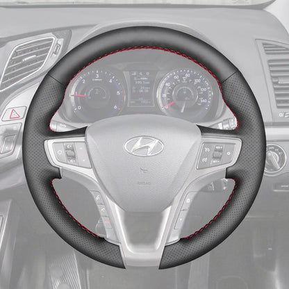 Griffowl Steering Wheel Cover for Customized Sedan Hyundai i40 2011-2020. Perfect grip with our steering wheel wrap and custom interior touch.
