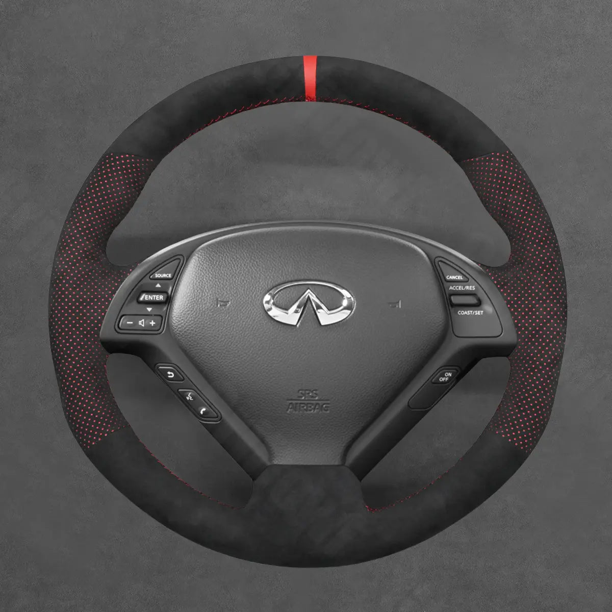 Griffowl Steering Wheel Cover for Customized Sedan Infiniti G25 G35 G37 2007-2013. For refined interior upgrades using our wrap and stitch kit.
