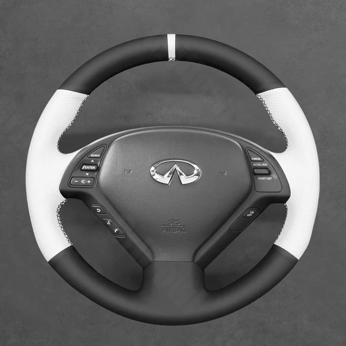 Griffowl Steering Wheel Cover for Customized Sedan Infiniti G25 G35 G37 2007-2013. For refined interior upgrades using our wrap and stitch kit.
