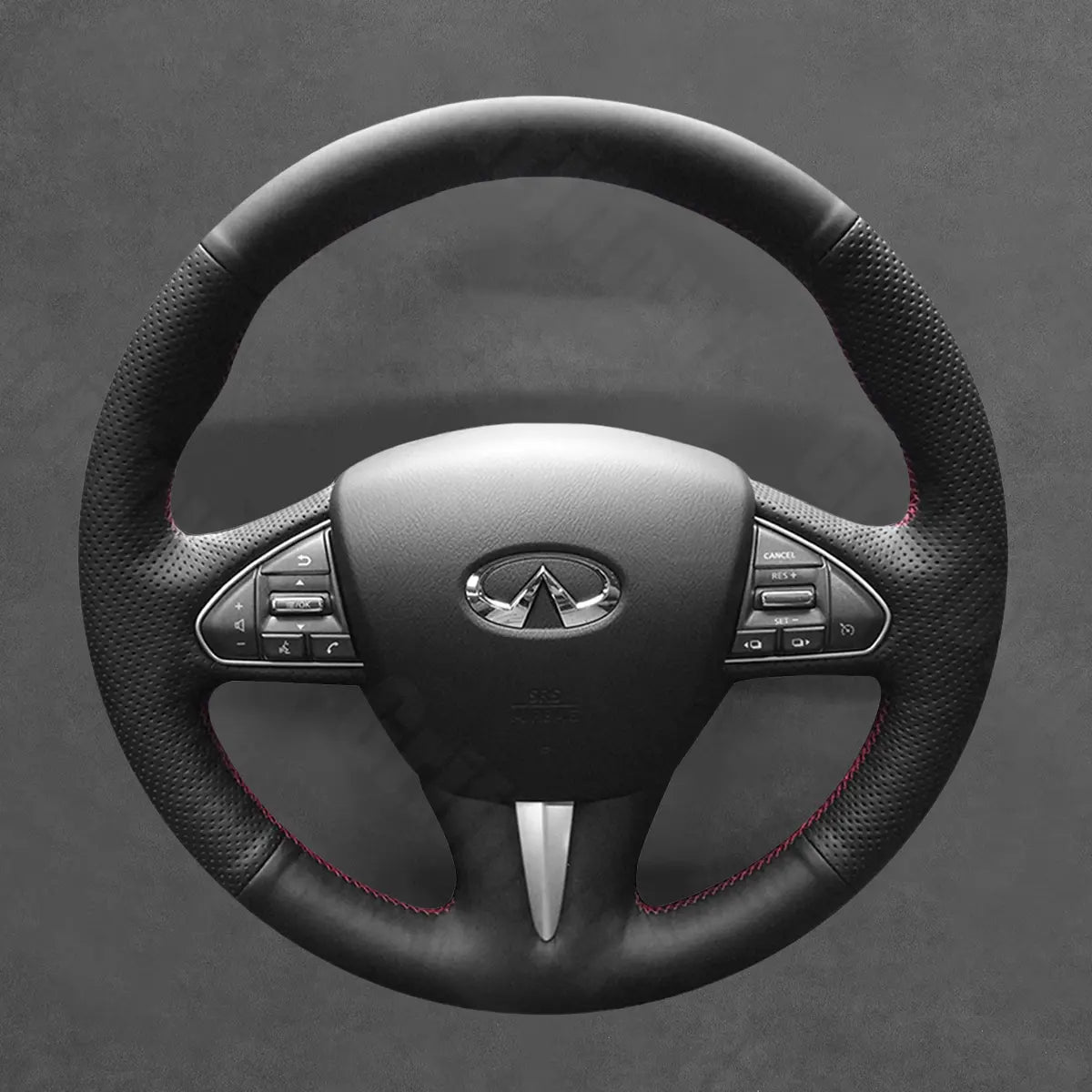 Griffowl Steering Wheel Cover for Customized Sedan Infiniti Q50 2014-2018. Perfect grip with our steering wheel wrap and custom interior touch.
