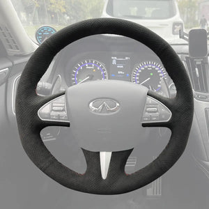 Griffowl Steering Wheel Cover for Customized Sedan Infiniti Q50 2014-2018. Perfect grip with our steering wheel wrap and custom interior touch.
