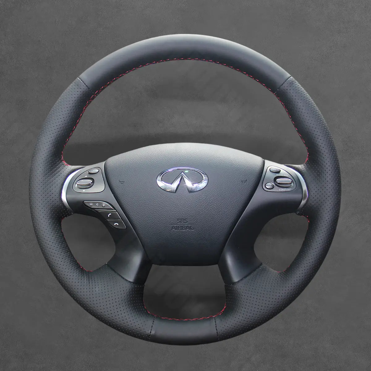 Griffowl Steering Wheel Cover for Customized Sedan Infiniti Q70 2014-2019. Perfect grip with our steering wheel wrap and custom interior touch.

