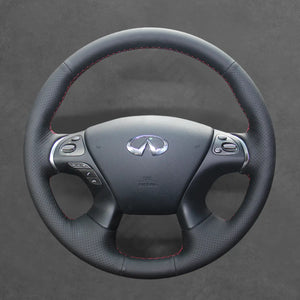 Griffowl Steering Wheel Cover for Customized Sedan Infiniti Q70 2014-2019. Perfect grip with our steering wheel wrap and custom interior touch.
