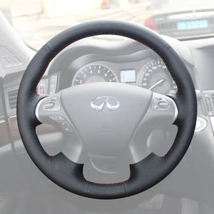 Griffowl Steering Wheel Cover for Customized Sedan Infiniti Q70 2014-2019. Perfect grip with our steering wheel wrap and custom interior touch.
