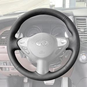 Griffowl Steering Wheel Cover for Customized Sedan Infiniti Sentra Maxima 2009-2019. Hand-sewn kit for drivers seeking precision and comfort.
