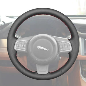 Griffowl Steering Wheel Cover for Customized Jaguar XE X760 XF X260 E Pace X540 F Pace X761 2015-2020. Hand-sewn kit for drivers seeking precision and comfort.
