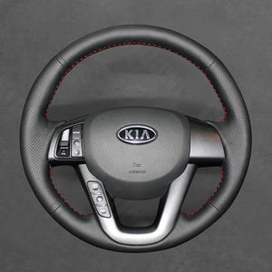 Griffowl Steering Wheel Cover for Customized Sedan Kia Optima 2011-2013. Perfect grip with our steering wheel wrap and custom interior touch.
