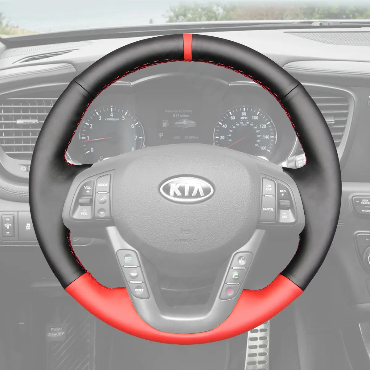 Griffowl Steering Wheel Cover for Customized Sedan Kia Optima 2011-2013. Perfect grip with our steering wheel wrap and custom interior touch.
