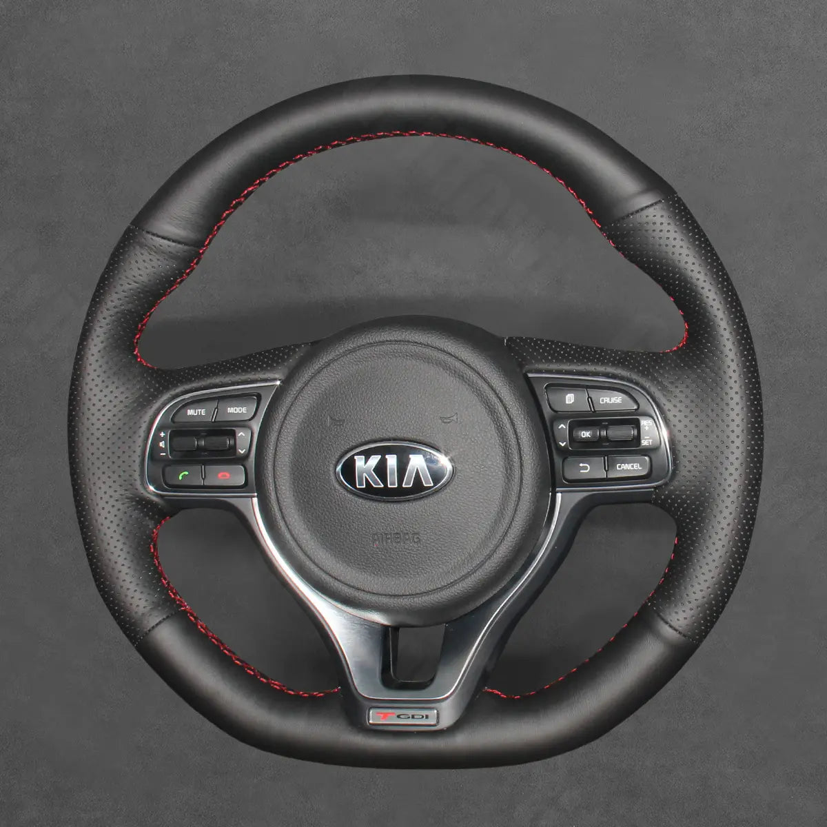 Griffowl Steering Wheel Cover for Customized Sedan Kia Optima Optima 4 GT-Line 2016-2018. Elevate your interior with Griffowl's wrap and stitch kit.
