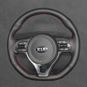 Griffowl Steering Wheel Cover for Customized Sedan Kia Optima Optima 4 GT-Line 2016-2018. Elevate your interior with Griffowl's wrap and stitch kit.
