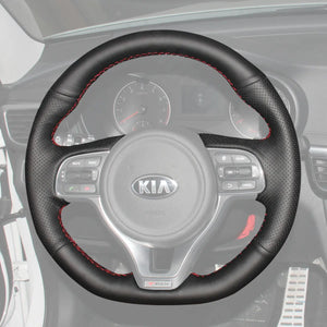 Griffowl Steering Wheel Cover for Customized Sedan Kia Optima Optima 4 GT-Line 2016-2018. Elevate your interior with Griffowl's wrap and stitch kit.
