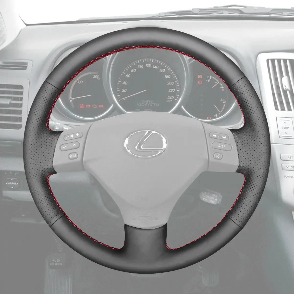Griffowl Steering Wheel Cover for Customized Sedan Lexus ES300 ES330 2005-2006. For refined interior upgrades using our wrap and stitch kit.