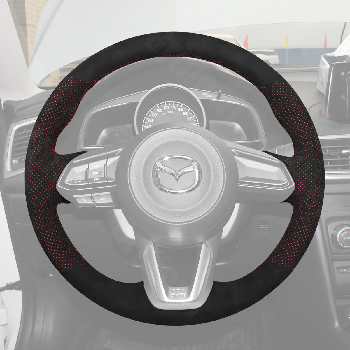 Griffowl Steering Wheel Cover for Customized Sedan Mazda 2 3 Axela 6 Atenza 2015-2025. Elevate your interior with Griffowl's wrap and stitch kit.