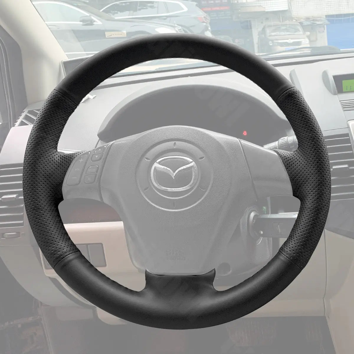 Griffowl Steering Wheel Cover for Customized Sedan Mazda 3 Axela 6 Atenza 2002-2008. Hand-sewn kit for drivers seeking precision and comfort.