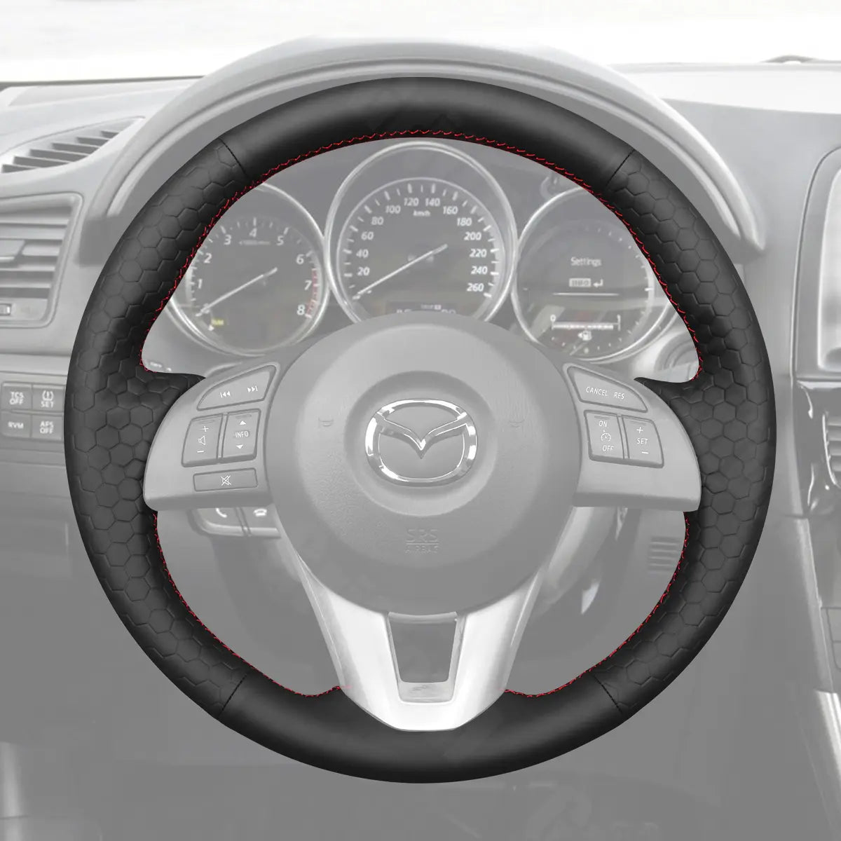 Griffowl Steering Wheel Cover for Customized Sedan Mazda 3 Axela 6 Atenza 2013-2017. Hand-sewn kit for drivers seeking precision and comfort.
