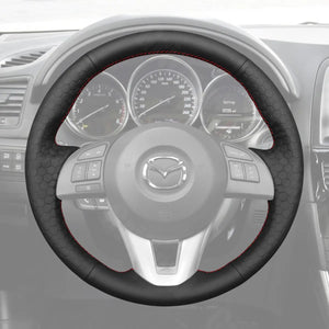 Griffowl Steering Wheel Cover for Customized Sedan Mazda 3 Axela 6 Atenza 2013-2017. Hand-sewn kit for drivers seeking precision and comfort.