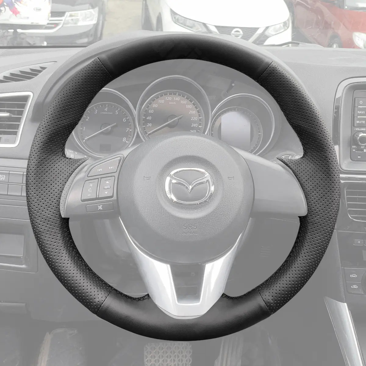 Griffowl Steering Wheel Cover for Customized Sedan Mazda 3 Axela 6 Atenza 2013-2017. Hand-sewn kit for drivers seeking precision and comfort.