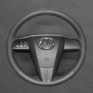 Griffowl Steering Wheel Cover for Customized  Mazda 3 Axela 6 CX 9 CX9 Axela MPV  5 2011-2013. Griffowl's interior mod with hand-sewn DIY steering wheel kit.