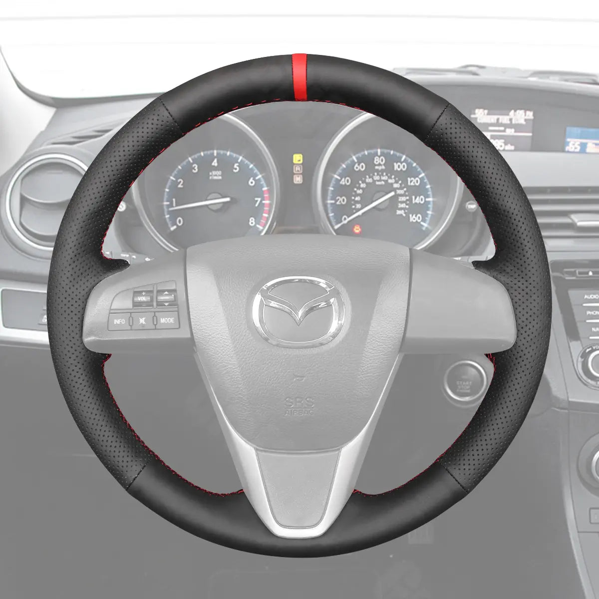 Griffowl Steering Wheel Cover for Customized  Mazda 3 Axela 6 CX 9 CX9 Axela MPV  5 2011-2013. Griffowl's interior mod with hand-sewn DIY steering wheel kit.