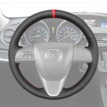 Griffowl Steering Wheel Cover for Customized  Mazda 3 Axela 6 CX 9 CX9 Axela MPV  5 2011-2013. Griffowl's interior mod with hand-sewn DIY steering wheel kit.