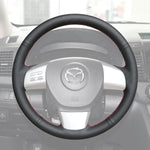 Griffowl Steering Wheel Cover for Customized Sedan Mazda 6 2009-2010. DIY kit includes hand-sewn wrap for luxury interior mods.