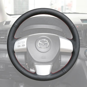 Griffowl Steering Wheel Cover for Customized Sedan Mazda 6 2009-2010. DIY kit includes hand-sewn wrap for luxury interior mods.