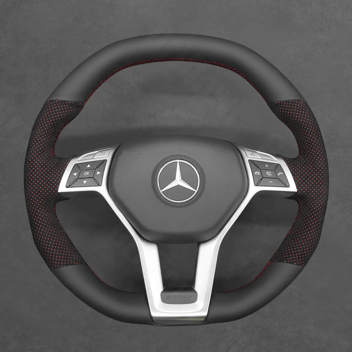 Griffowl Steering Wheel Cover for Customized Sedan Mercedes Benz AMG CLA CLS S Model E S SL 2012-2016. Perfect for enthusiasts seeking refined interior mods.