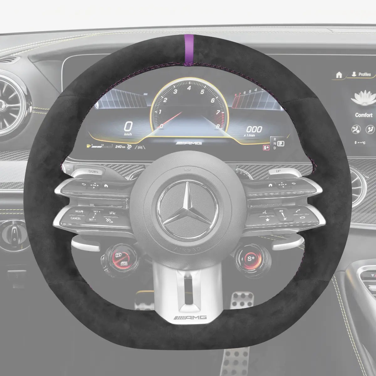 Griffowl Steering Wheel Cover for Customized Sedan Mercedes Benz AMG CLS53 C257 E53 W213 E63 W213 EQS 53 2021-2022. Turn every drive into a luxury experience.
