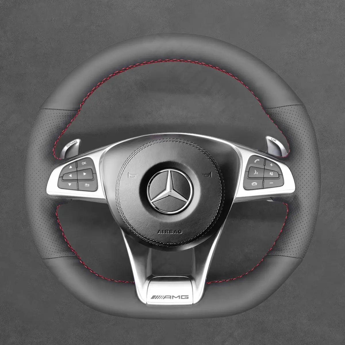 Griffowl Steering Wheel Cover for Customized Sedan Mercedes Benz AMG GT C S CLA CLS E SLC R172 SL 2014-2020. Turn every drive into a luxury experience.