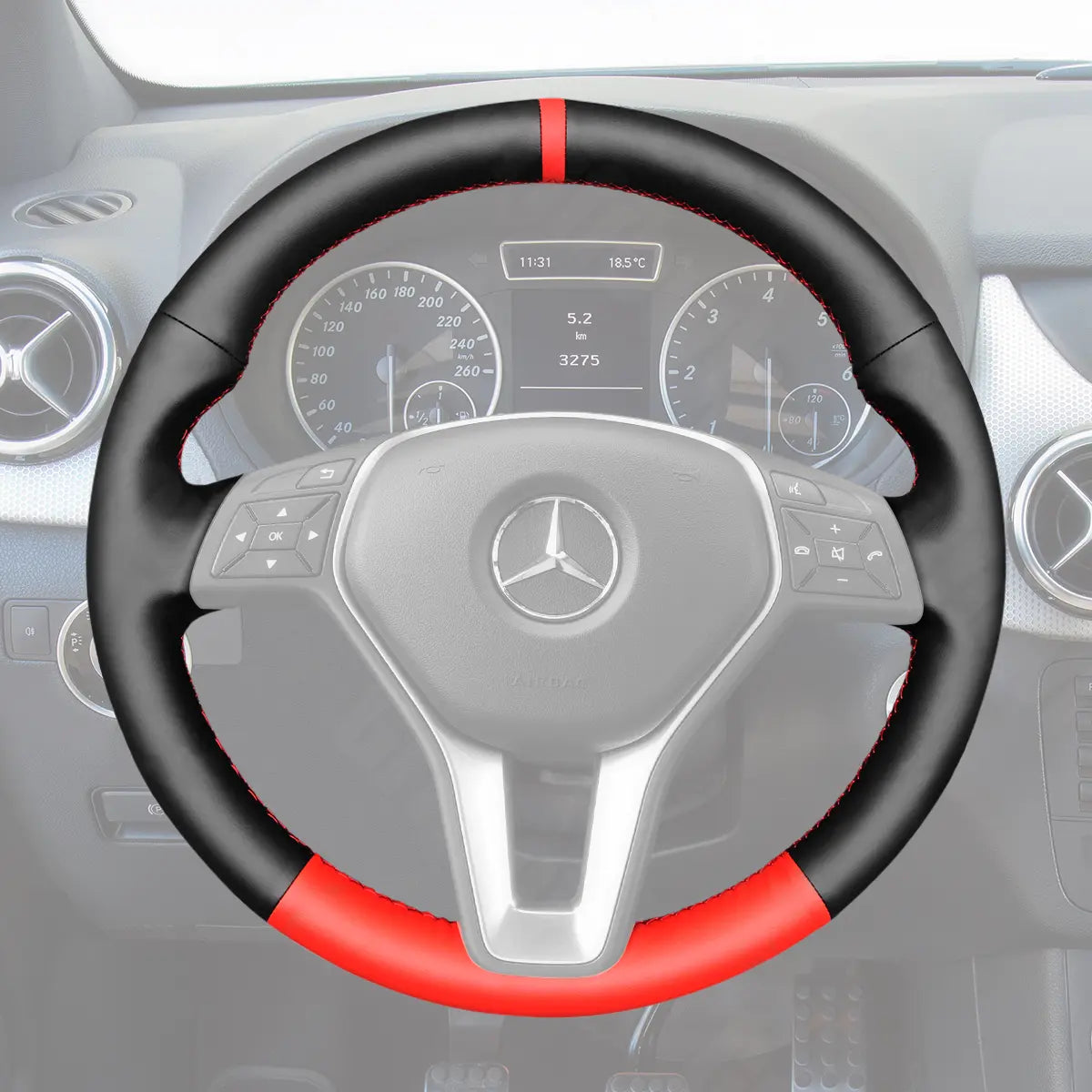 Griffowl Steering Wheel Cover for Customized Sedan Mercedes Benz B C CLA CLS E Class W246 W204 C117 C218 W212 2012-2017. Compact, hand-sewn DIY wrap for quick interior mods and grip upgrade.