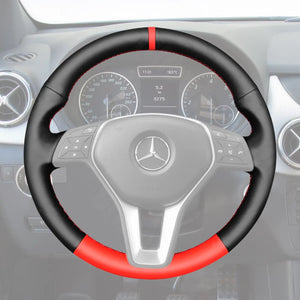 Griffowl Steering Wheel Cover for Customized Sedan Mercedes Benz B C CLA CLS E Class W246 W204 C117 C218 W212 2012-2017. Compact, hand-sewn DIY wrap for quick interior mods and grip upgrade.