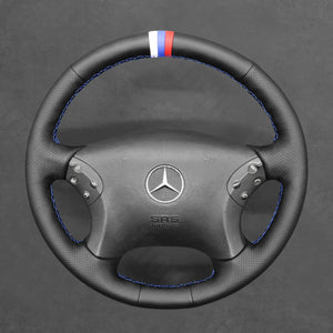 Griffowl Steering Wheel Cover for Customized Sedan Mercedes Benz C Class W203 C32 AMG 2001-2007. Hand-sewn DIY kit blends grip, function, and style inside.