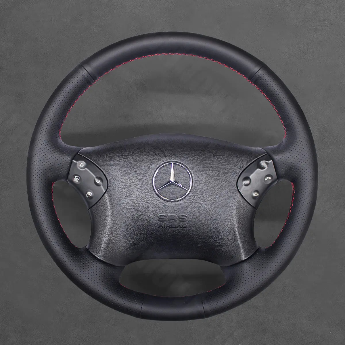 Griffowl Steering Wheel Cover for Customized Sedan Mercedes Benz C Class W203 C32 AMG 2001-2007. Hand-sewn DIY kit blends grip, function, and style inside.