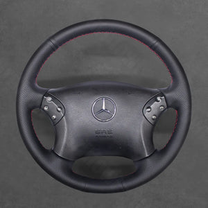Griffowl Steering Wheel Cover for Customized Sedan Mercedes Benz C Class W203 C32 AMG 2001-2007. Hand-sewn DIY kit blends grip, function, and style inside.